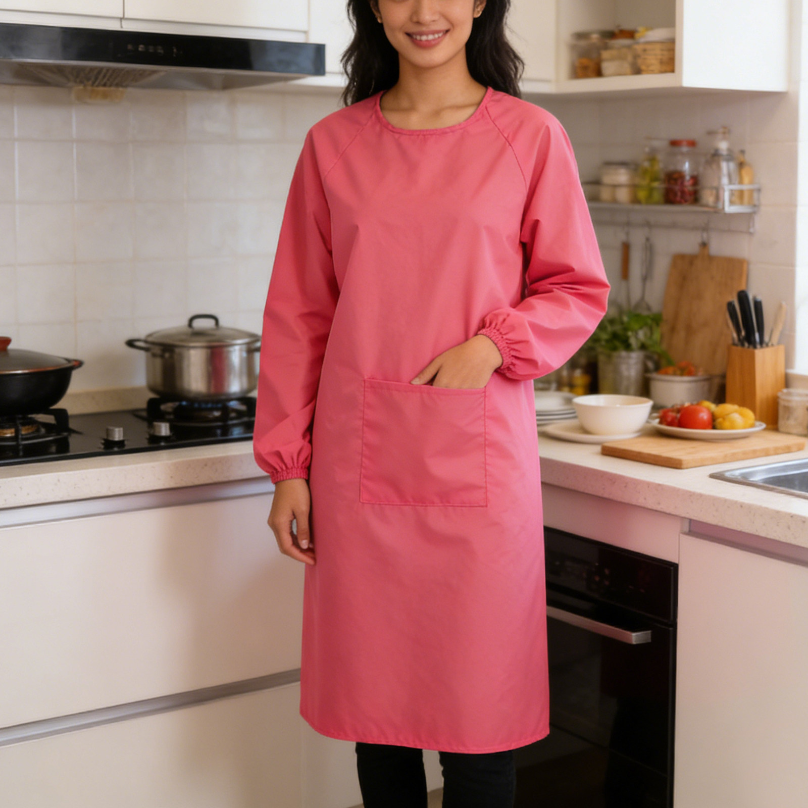Home Cooking Service - Long Sleeve Waterproof Apron Smock Style
