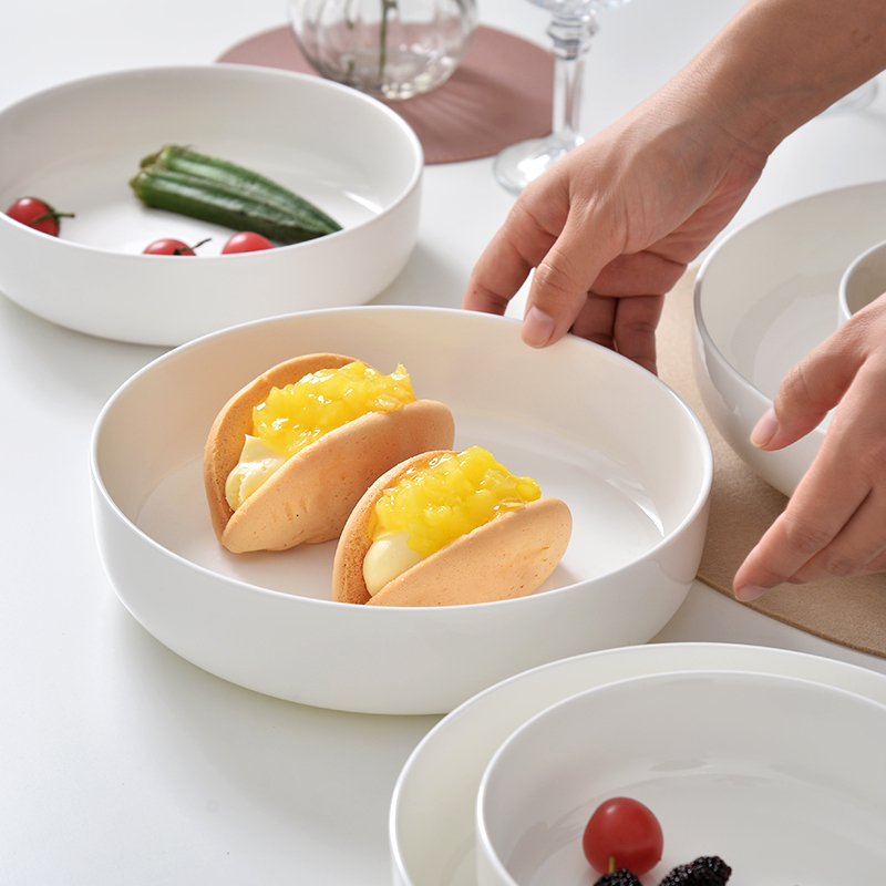 Home Cooking Recipes - 8 In -1/4pc White Ceramic Salad